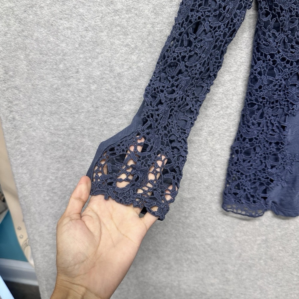 Sundance Lily's Paramour Womens Long Sleeve Crochet Top in‎ Stormy Blue Size S - Picture 7 of 12